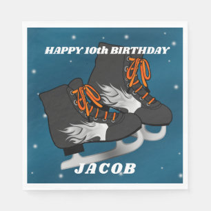 Boy's Ice Skate Geburtstag Serviette