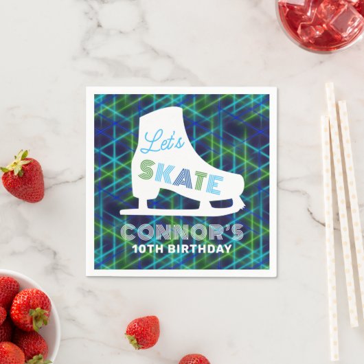Boys Ice Skaten Birthday Party Neon Serviette (Beispiel)