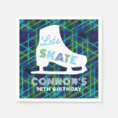 Boys Ice Skaten Birthday Party Neon Serviette (Vorderseite)