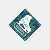 Boys Ice Skaten Birthday Party Neon Serviette (Ecke)