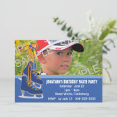 Boy's Ice Skaten Party Einladung (Stehend Vorderseite)