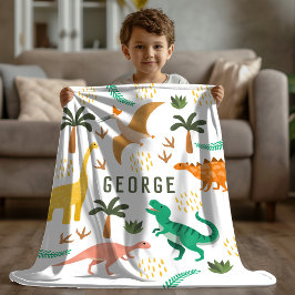 Boys Jungle Dinosaur T-Rex Kids Fleecedecke