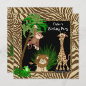Boys Jungle Safari Geburtstagsparty Einladung (Vorne/Hinten)