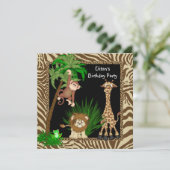 Boys Jungle Safari Geburtstagsparty Einladung (Stehend Vorderseite)