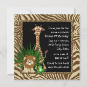 Boys Jungle Safari Geburtstagsparty Einladung (Rückseite)