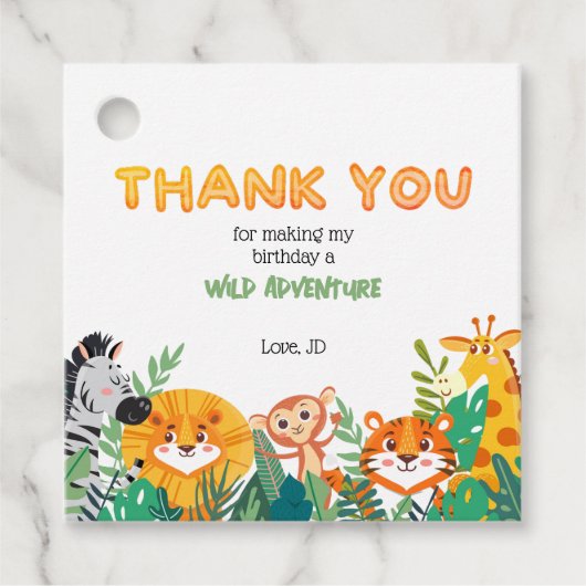 Boys Jungle/ Safari Gefälligungstags Geschenkanhänger (Vorderseite)