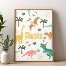 Boys Jurassic Dinosaur Party Favor Sign  Poster