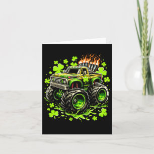 Boys Kids Monster Grün Truck Shamrock St Patricks Karte