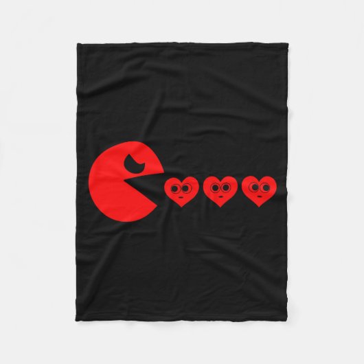 Boys Kids Valentines Day Hearts Eating Funny Gamer Fleecedecke (Vorderseite)