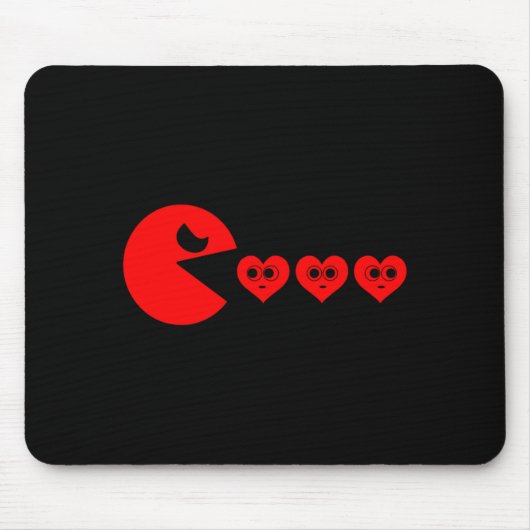 Boys Kids Valentines Day Hearts Eating Funny Gamer Mousepad (Vorne)