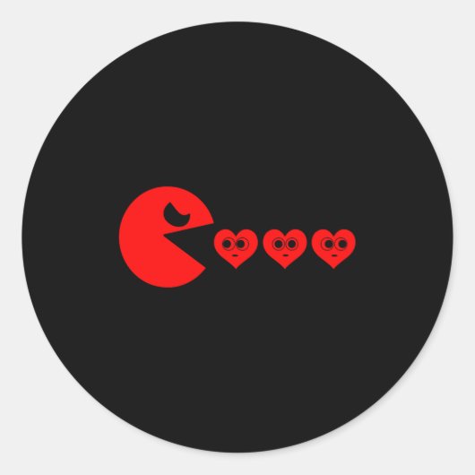 Boys Kids Valentines Day Hearts Eating Funny Gamer Runder Aufkleber (Vorderseite)