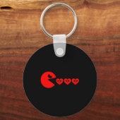 Boys Kids Valentines Day Hearts Eating Funny Gamer Schlüsselanhänger (Vorderseite)