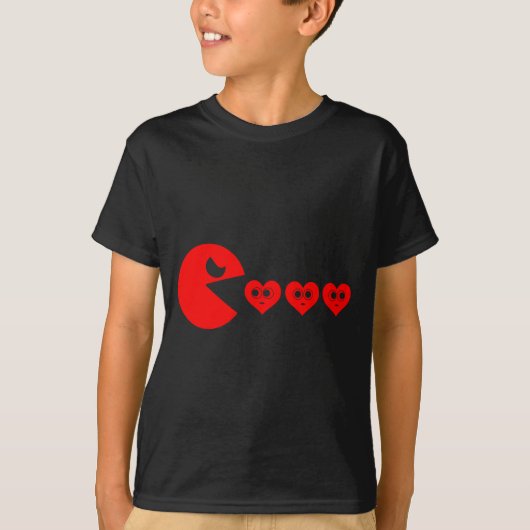 Boys Kids Valentines Day Hearts Eating Funny Gamer T-Shirt (Vorderseite)