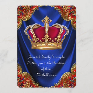 Boys Kronprinz Taufe Royal Blue Satin Einladung
