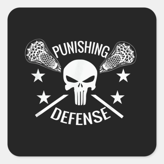 Boys Lacrosse Skull und Sticks Geschenk Quadratischer Aufkleber (Vorderseite)