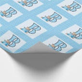 Boys Letter 'B' mit Teddy Bear und Blue Gingham Geschenkpapier (Ecke)