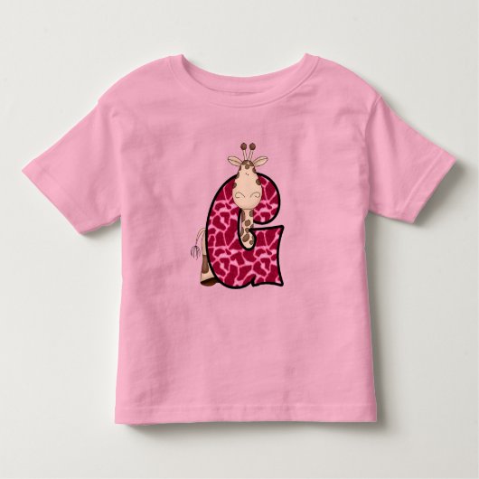 Boys Letter G Monogram Pink und Brown Giraffe Kleinkind T-shirt (Vorderseite)