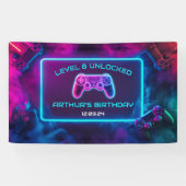 Boys Level Unlocks Birthday Party Banner (Horizontal)