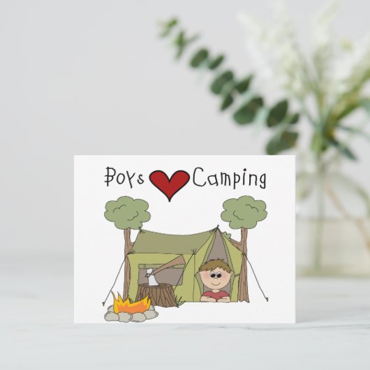 Boys Liebe Camping Postkarte (Stehend Vorderseite)