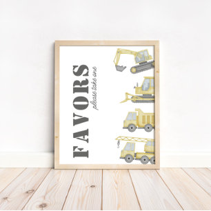 Boys-Lieblingszeichen für Baufahrzeuge Poster