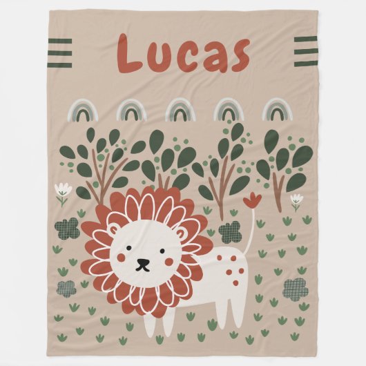 Boys Lion Safari Pastel Jungle Kleinkind Fleecedecke (Vorderseite)