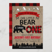 Boys Little Bären zum Geburtstag Einladung (Vorne/Hinten)