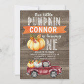 Boy's Little Pumpkin 1. Geburtstag Einladung (Vorderseite)