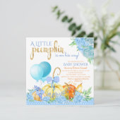 Boys Little Pumpkin Baby Shower Einladungen (Stehend Vorderseite)