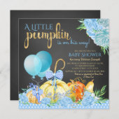 Boys Little Pumpkin Rustic Chalkboard Baby Dusche Einladung (Vorne/Hinten)