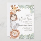 Boys Little Wild One Safari Animals Kinderdusche Einladung (Vorderseite)