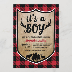 Boys Lumberjack Baby Dusche Einladung