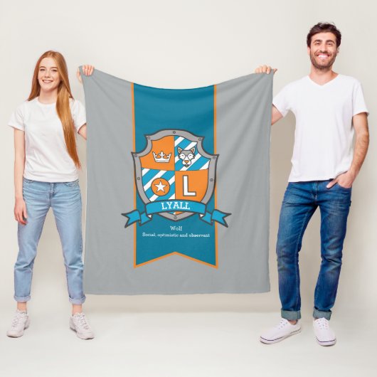 Boys Lyall oder Buchstaben L, d. h. grau-orange Fleecedecke (Beispiel)