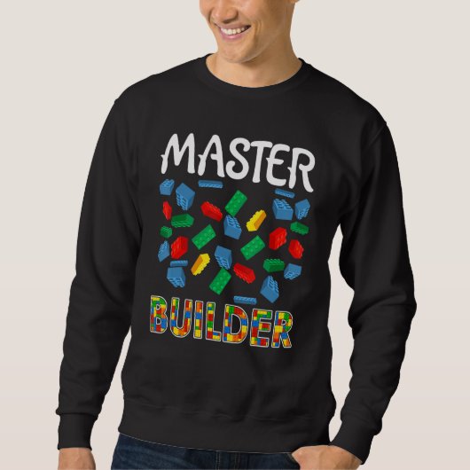 Boys Master Builder Funny Brick Gebäude blockiert Sweatshirt (Vorderseite)