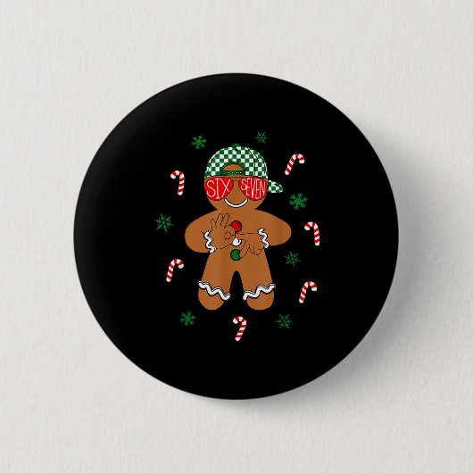 Boys Mens Christmas 6 7 Gingerbread Funny Meme Six Button (Vorderseite)