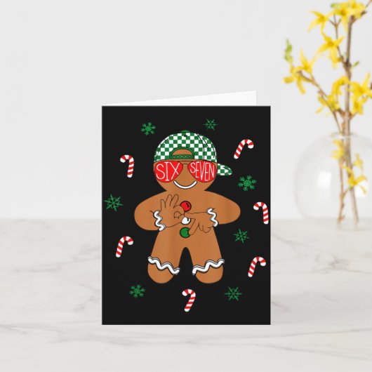 Boys Mens Christmas 6 7 Gingerbread Funny Meme Six Karte (Gelbe Blume)
