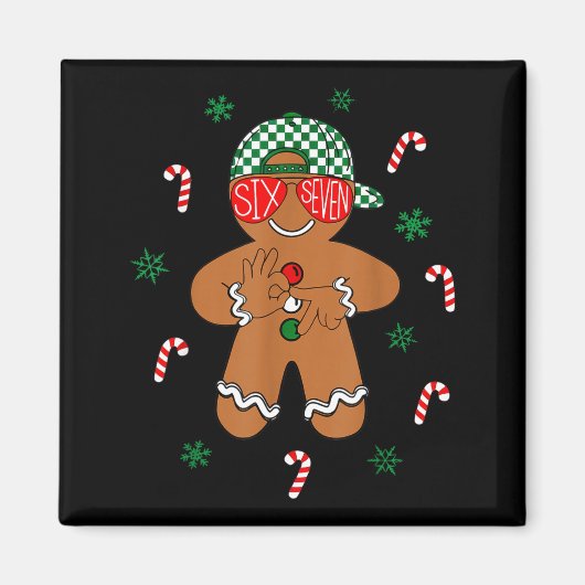 Boys Mens Christmas 6 7 Gingerbread Funny Meme Six Magnet (Vorne)