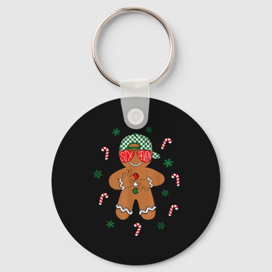 Boys Mens Christmas 6 7 Gingerbread Funny Meme Six Schlüsselanhänger (Vorderseite)
