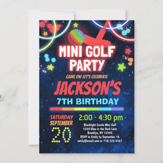 Boys Mini Golf Birthday Party Einladung (Vorderseite)