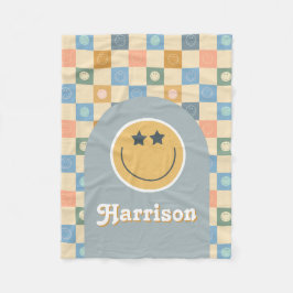 Boys mit coolem Typ Retro Checkered 70er Face Fleecedecke