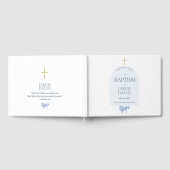 Boy's Modern Blue Bow Taufen Gästebuch (Voll)