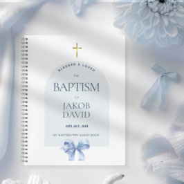 Boy's Modern Blue Bow Taufen Gästebuch Notizblock