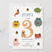 Boys Modern Blue Monster Alien Kindergeburtstag Einladung (Vorderseite)