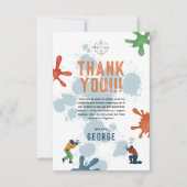 Boys Modern Blue Paintball Kindergeburtstag Dankeskarte (Vorderseite)