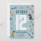 Boys Modern Blue Paintball Party Kindergeburtstag Einladung (Vorderseite)