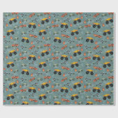 Boys Modern Blue Racing Car Kindergeburtstag Geschenkpapier (Flach)