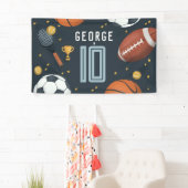 Boys Modern Blue Sports Kindergeburtstag Banner (Insitu)