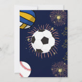 Boys Modern Blue Sports Kindergeburtstag Einladung (Rückseite)