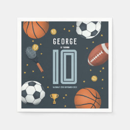 Boys Modern Blue Sports Kindergeburtstag Serviette
