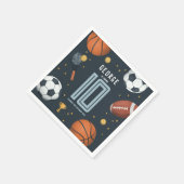 Boys Modern Blue Sports Kindergeburtstag Serviette (Ecke)