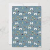 Boys Modern Blue Video Game Kindergeburtstag Einladung (Rückseite)